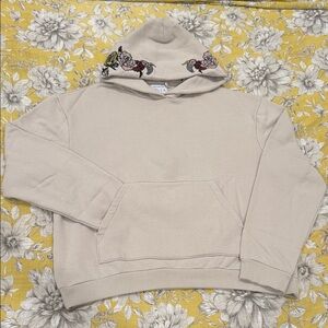 Urban Outfitters Cream Hoodie with Floral Design